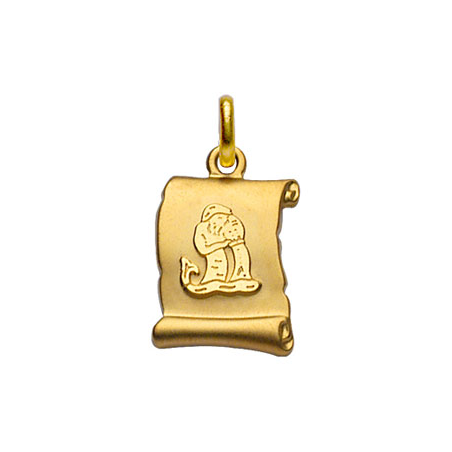 Pendentif plaqué or parchemin signe du zodiaque verseau