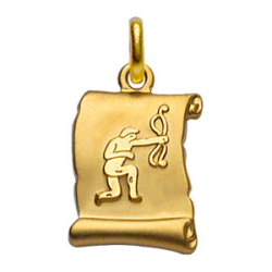 Pendentif plaqué or parchemin signe du zodiaque sagittaire