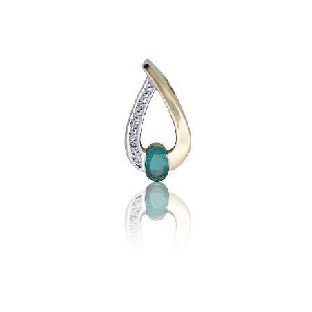 Pendentif or 18 carats bicolore émeraude et diamants
