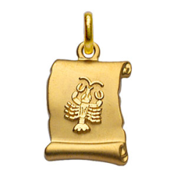 Pendentif plaqué or parchemin signe du zodiaque cancer