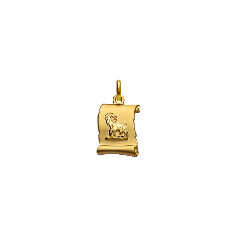 Pendentif plaqué or parchemin signe du zodiaque bélier
