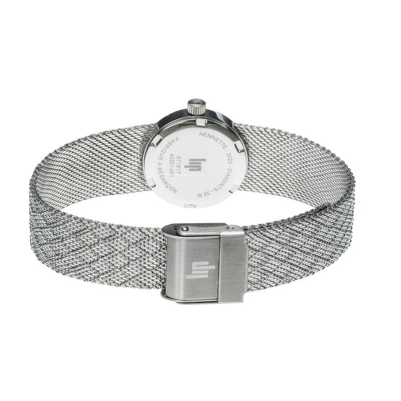 Montre LIP Henriette tout acier fond bleu bracelet manchette