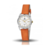 Montre LIP Himalaya fond blanc bracelet cuir orange
