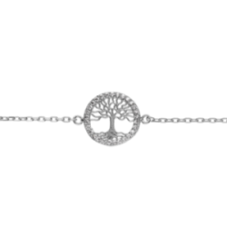Bracelet argent motif central arbre de vie entourage oxydes