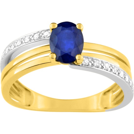 Bague bicolore 18 carats saphir et diamants