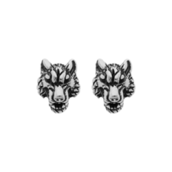 Boucles d'oreilles acier tête de loup