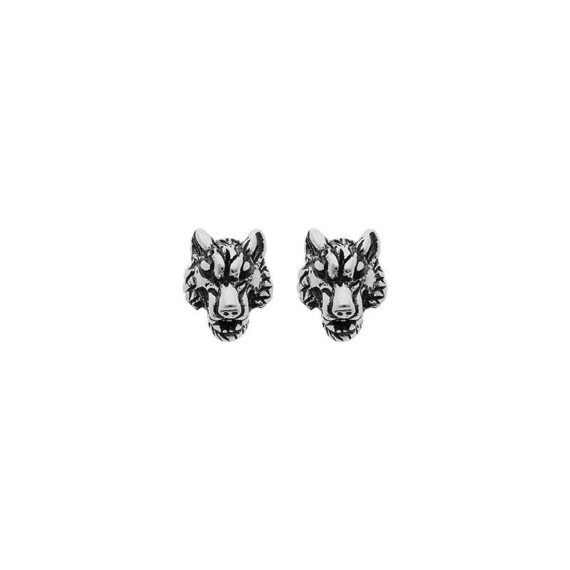 Boucles d'oreilles acier tête de loup