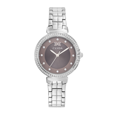 Montre CLYDA tout acier fond marron
