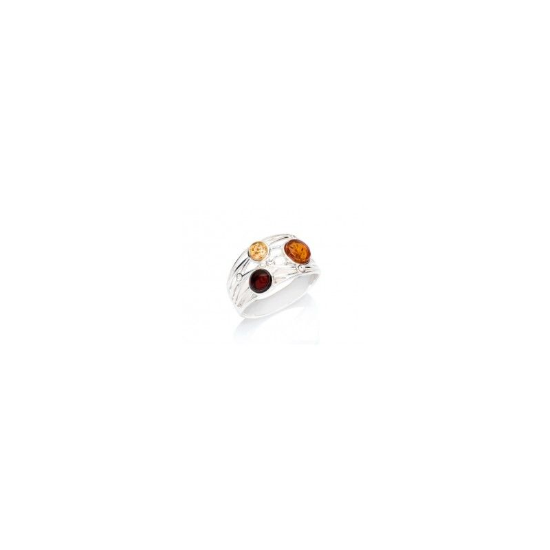 Bague argent oxydes et ambre