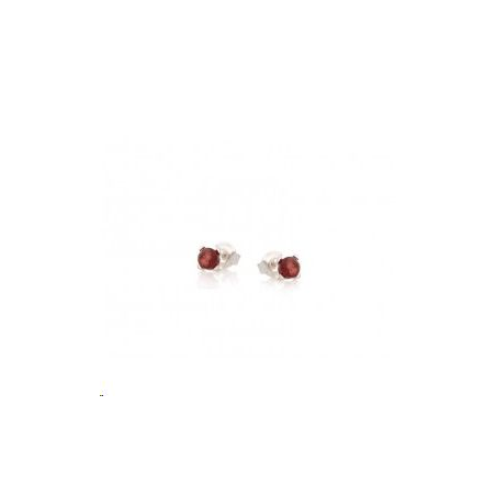 Boucles d'oreilles grenat 4 griffes en argent