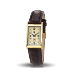 Montre LIP Churchill T18 boite doré bracelet cuir marron