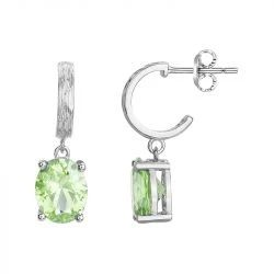 Boucles d'oreilles argent pendantes GRIFFE ROUGE pierre verte