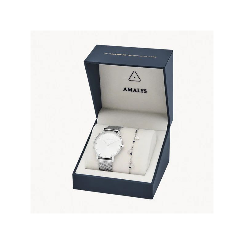 Box AMALYS montre tout acier et bracelet acier