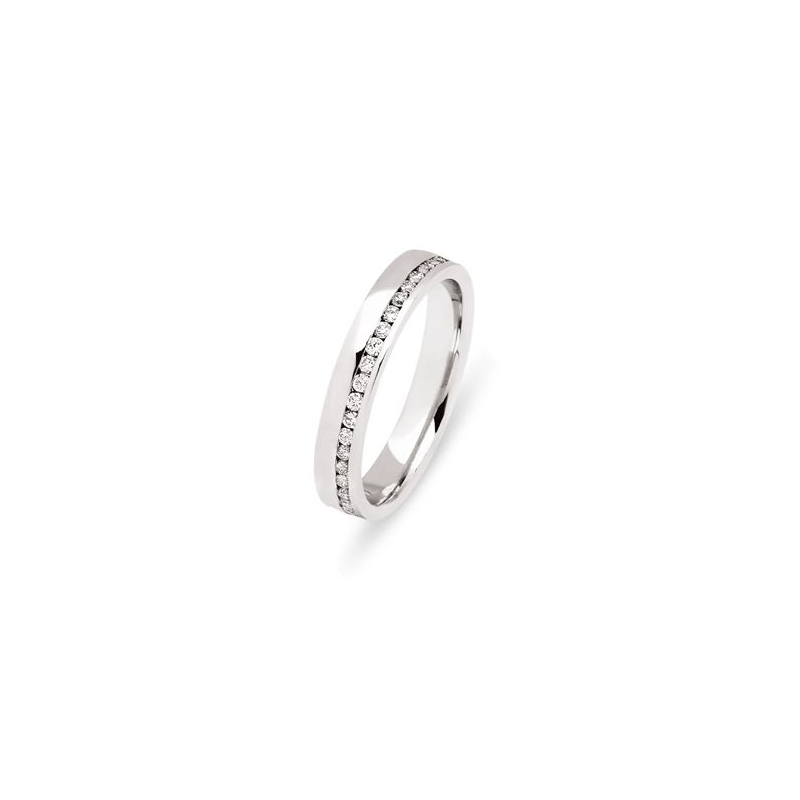 Alliance or blanc 18 carats avec rail diamants tour complet