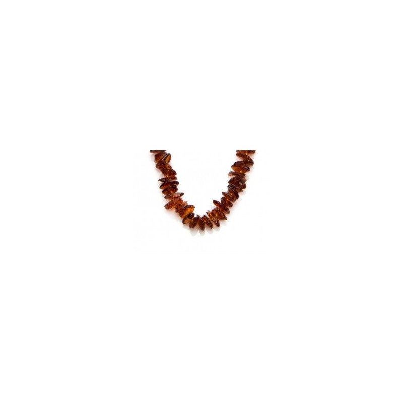 Collier ambre forme chips fermoir vis