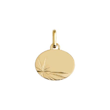 Pendentif plaque ovale diamantée or jaune 18 carats