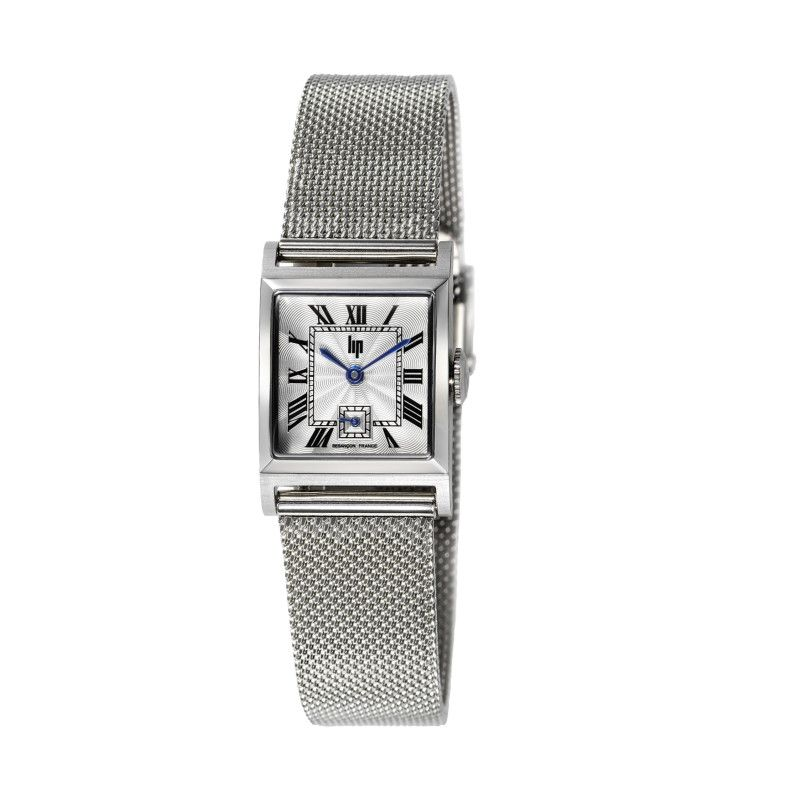 Montre LIP Churchill C18 boite carré tout acier bracelet milanais