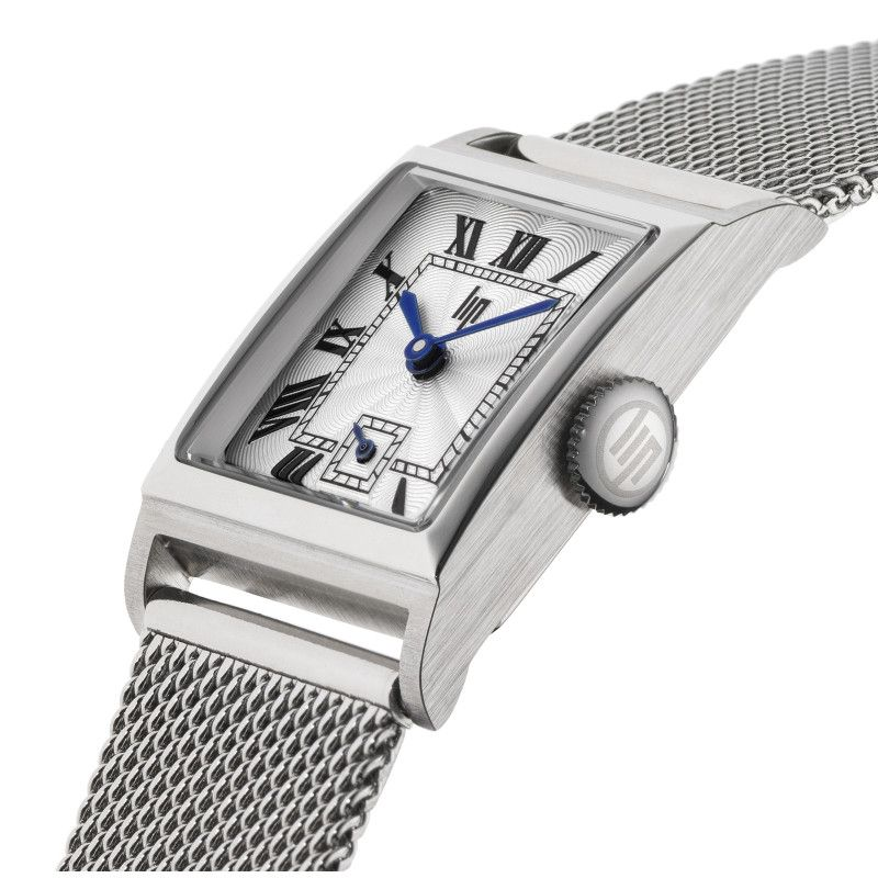Montre LIP Churchill C18 boite carré tout acier bracelet milanais