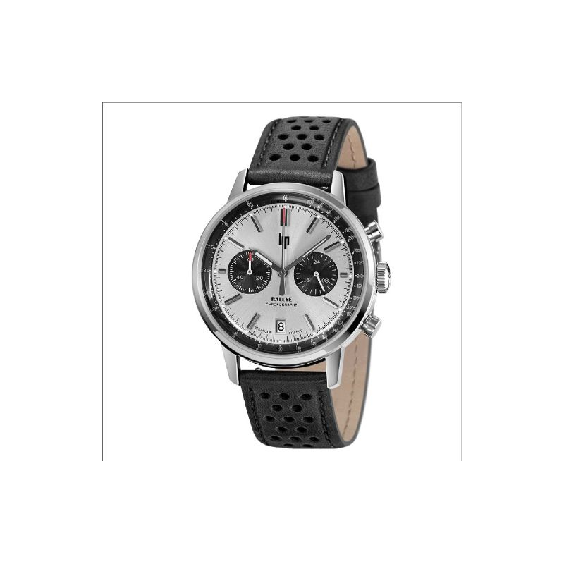 Montre LIP Rallye Meca-Quartz acier cuir noir