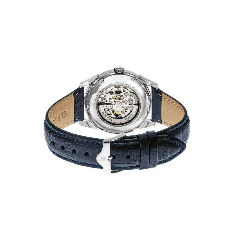 Montre homme LIP Himalaya automatique squelette acier bracelet cuir bleu
