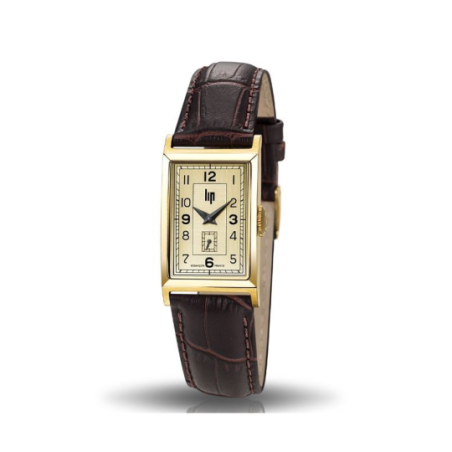 Montre LIP Churchill T18 boite doré bracelet cuir marron