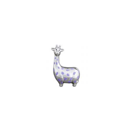 Tirelire argentée girafe pois mauves